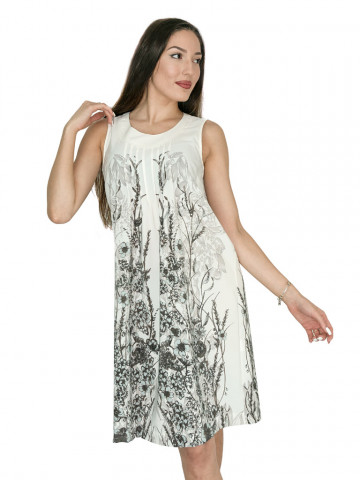 Бяла рокля с цветя без хастар Бяла рокля с цветя без хастар
