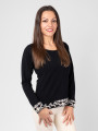 Черен пуловер с жакардови акценти "Контраст"