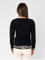 Черен пуловер с жакардови акценти "Контраст"