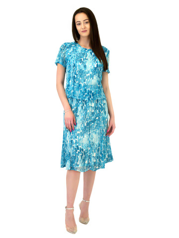 Лятна пола под коляното в бяло и синьо Лятна пола под коляното в бяло и синьо