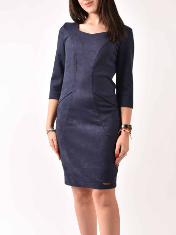 Дамска рокля от велур в тъмно синьо - Емили Дамска рокля от велур в тъмно синьо - Емили