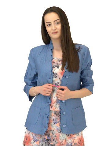 Светло синьо лятно сако с къдри Светло синьо лятно сако с къдри